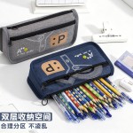 韩版牛仔风笔袋儿童男孩子初中小学生帆布收纳文具袋铅笔盒袋批发