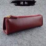 新款工作收纳笔套真皮质感迷你笔袋简约小容量复古文具袋男女学生