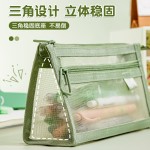 透明网纱笔袋儿童铅笔袋学生考试专用文具袋双层立体大容量文具盒