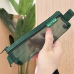 跨境专供韩具笔袋复古时尚简约尼龙立体三角网纱收纳袋迷你文具袋