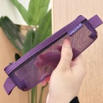 跨境专供韩具笔袋复古时尚简约尼龙立体三角网纱收纳袋迷你文具袋
