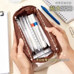 复古手提笔袋大容量多功能学生文具收纳袋拉链式笔袋初高中生用