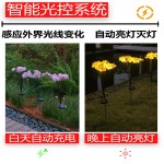 新款跨境户外仿真花太阳能樱花地插庭院装饰节庆摆件防水LED花灯