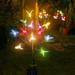 2024新款跨境爆款花园太阳能蜂鸟树枝灯萤火虫LED庭院户外草坪灯