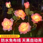 跨境LED太阳能仿真洛神玫瑰花灯户外防水花园草坪灯地插灯装饰灯