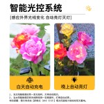 跨境led太阳能草坪地插灯防水大玫瑰花灯户外别墅花园装饰灯庭院