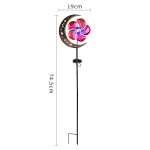 亚马逊新款铁艺太阳能月亮风车草坪灯户外旋转风车别墅地插装饰灯