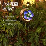 亚马逊新款铁艺太阳能月亮风车草坪灯户外旋转风车别墅地插装饰灯