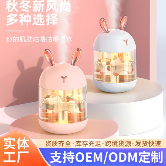 跨境USB萌宠迷你夜灯加湿器大雾量家用卧室办公室梦幻木马加湿器