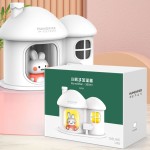 小房子双喷加湿器家用卧室桌面办公室暖光氛围灯迷你喷雾加湿便携