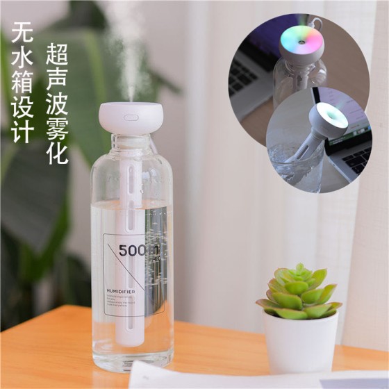 甜甜圈加湿器 氛围夜灯车载大喷雾usb便携式矿泉水瓶棒棒糖加湿器