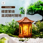 跨境新款凉亭加湿器创意氛围小夜灯家用卧室大雾量轻音香薰机中式