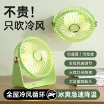 新款迷你USB桌面风扇充电夜灯照明电风扇学生宿舍便携壁挂循环扇