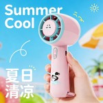 卡通熊猫手持涡轮小风扇儿童迷你便携式学生户外USB充电风扇礼物