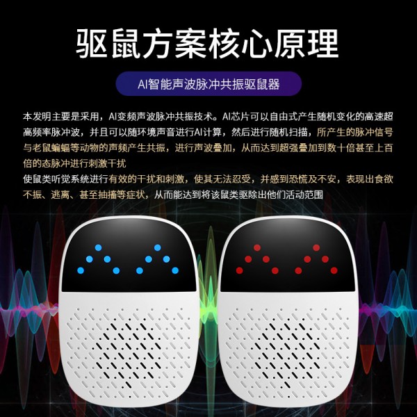 出口爆款AI智能声波脉冲共振超声波驱蚊器驱鼠器驱虫器跨境热卖品