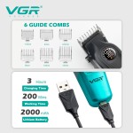 VGR196跨境外贸新款理发器店美发专用数显充电推剪发廊油头电推子