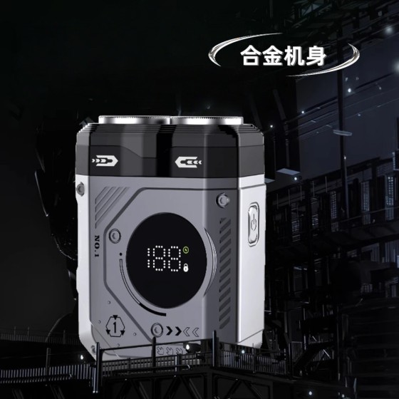 跨境新款男士机甲风电动剃须刀大功率数显胡须刀便携式刮胡刀静音