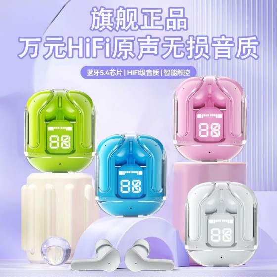 2025新款华强北透明数显一代蓝牙耳机运动ai31高音质无线耳机hk6