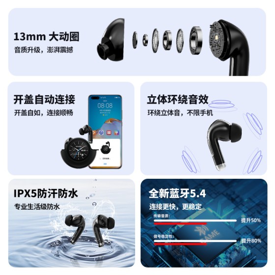 新款降噪多功能触屏长续航入耳无线耳机高音质柏林之音蓝牙耳机