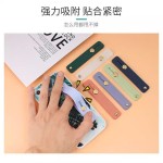 手机推拉式指环扣支架伸缩简约粘贴式纯色硅胶腕带支架防摔