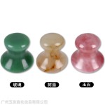 跨境直供天然水晶石英粉晶按摩石蘑菇头东陵玉石面部身体刮痧按摩