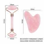 玉石滚轮按摩器粉晶刮痧脸部按摩棒粉晶玉石脸部刮痧工厂直销