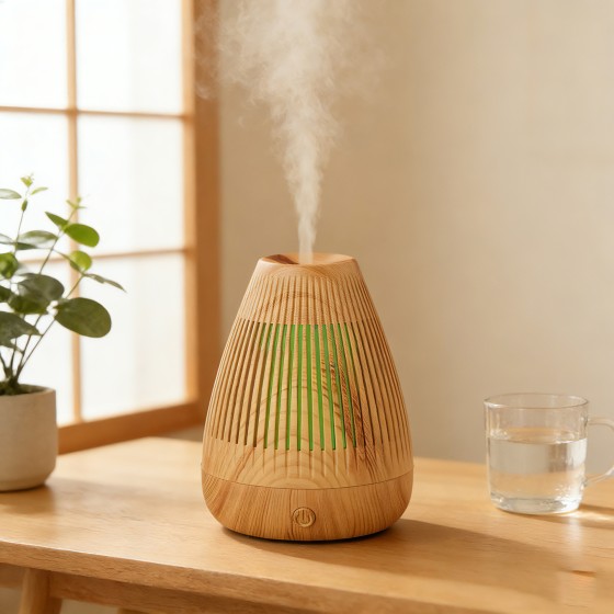 现货木纹香薰加湿器 家用卧室静音大雾量 桌面小型香薰机工厂-USB插电