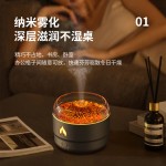 爆款仿真熔岩火山香薰机usb七彩灯 大容量家用小型火焰加湿器跨境