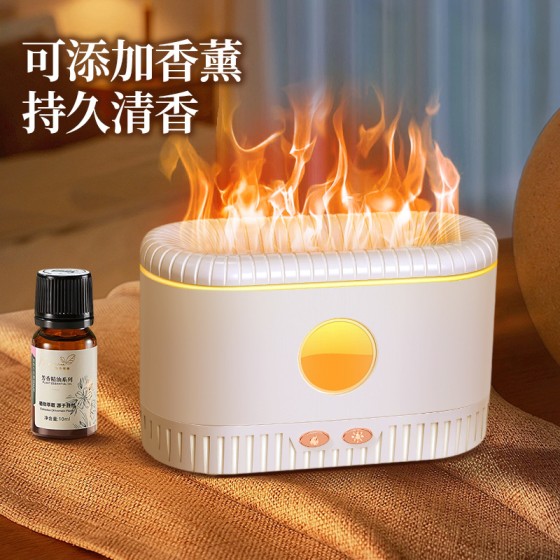 跨境新品精油扩香机加湿器办公家用酒店氛围灯大雾量火焰香薰机