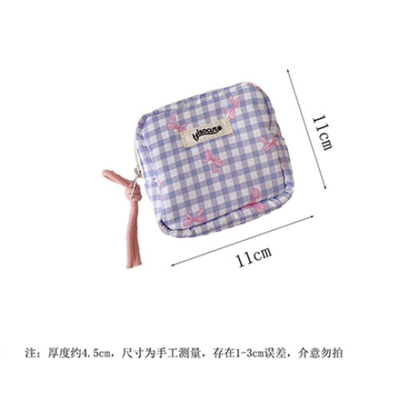 收纳袋女士化妆包小型便携式饰品收纳袋多颜色格子包化妆品收纳袋