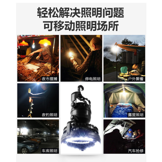 热销露营烧烤风扇灯多功能野营照明灯新款桌面马灯户外帐篷灯