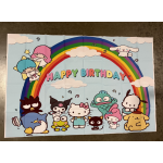 3. 三丽鸥生日派对乙烯基背景布，白红配色，5×3 英尺，搭配气球套装