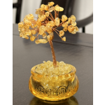 13. 釉面盆黄水晶发财树摆件，底座 6×6×12 厘米，手工制作