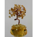 13. 釉面盆黄水晶发财树摆件，底座 6×6×12 厘米，手工制作