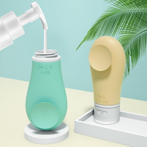14 件套 89ml 防漏旅行分装瓶，吸盘款 3 盎司便携洗护套装