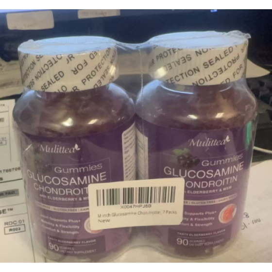 (2PCS)Glucosamine Chondroitin Gummies - Extra Strength Joint Support Supplement with MSM & Elderberry for Natural Joint, Antioxidant Immune