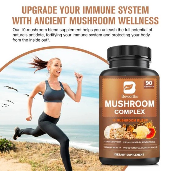 Mushroom Complex Capsules  Mushroom Supplement 2600mg, 90 Capsules - Brain, Energy,