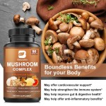 Mushroom Complex Capsules  Mushroom Supplement 2600mg, 90 Capsules - Brain, Energy,