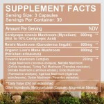 Mushroom Complex Capsules  Mushroom Supplement 2600mg, 90 Capsules - Brain, Energy,