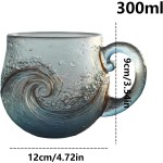 12盎司手工海玻璃波浪杯——一款独特的波浪造型咖啡杯，非常适合用于家庭海滩主题饮品或作为礼物赠送。
