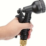 Household spray pattern nozzle. 75 inch water hose, 3-ply latex core. Sturdy and durable.