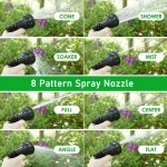 Household spray pattern nozzle. 75 inch water hose, 3-ply latex core. Sturdy and durable.