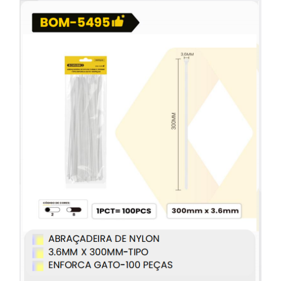 1箱尼龙夹具
3.6毫米x300毫米-类型猫形夹具-100件（1箱=200PCS）
