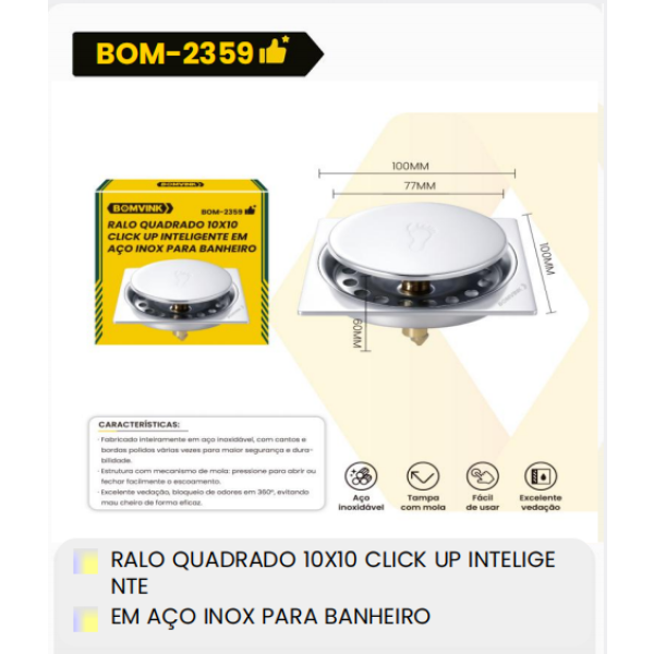 1箱方形拉环10x10智能点击式
不锈钢材质，适用于浴室（1箱=60PCS）
