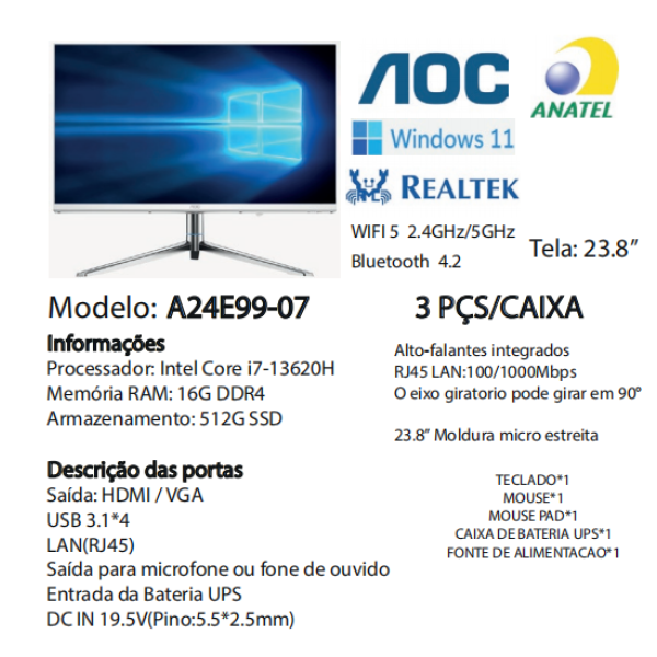 COMPUTADORES ALL-IN-ONE E PORTÁTEIS