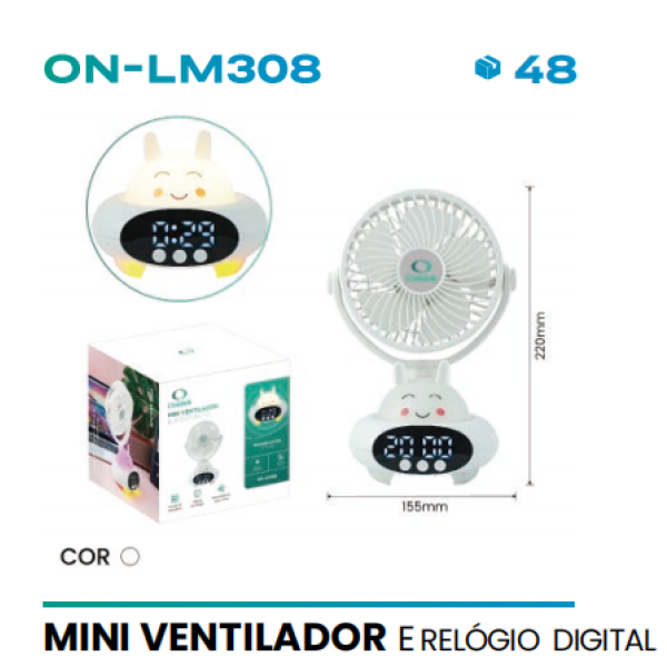 MINI VENTILADOR E RELÓGIO DIGITAL