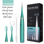 Upgraded Electric Teeth Cleaner Kit, High Frequency Vibration Dental Plaque Remover with 2 Brush Heads, Mouth Mirror & USB Cable, Waterproof Rechargeable Tooth Cleaning Tool
