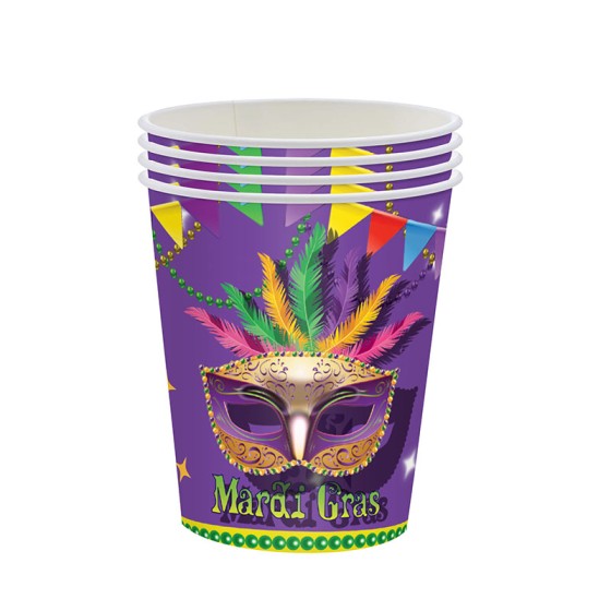 133件狂欢节Mardi Gras主题派对用品套装 紫色面具纸盘纸杯桌布纸巾 嘉年华派对装饰布置全套用品