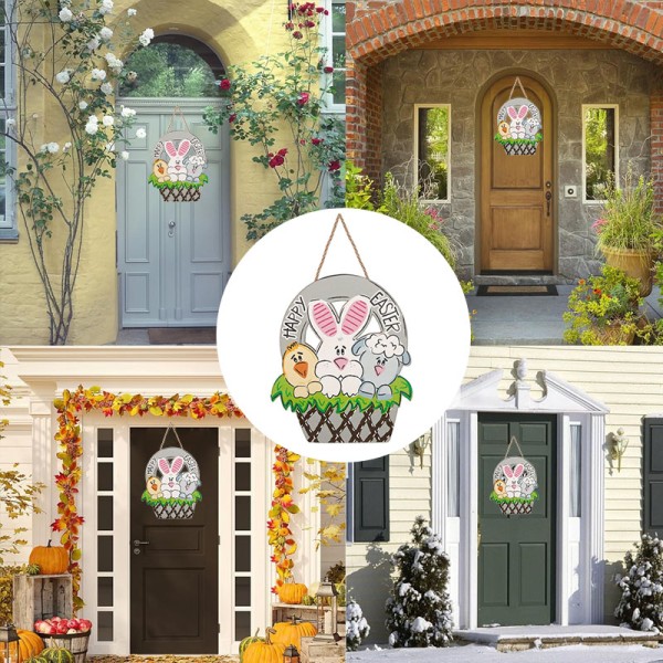 一件复活节必备萌宠门挂：卡通篮筐动物造型，可爱值拉满，传递欢乐祝福，氛围感与可爱感双重在线！