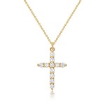 跨境亚马逊新款满钻十字架项链女 个性时尚高级感精致锁骨链